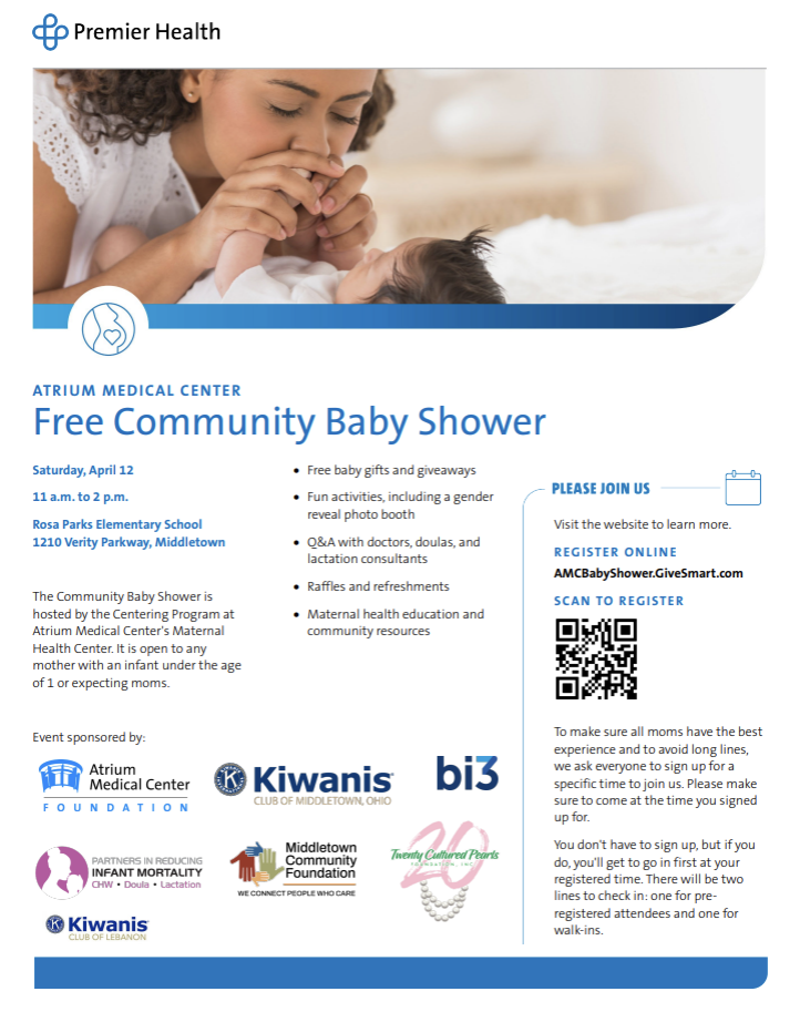 Free community baby shower on April 12, 2025 at Rosa Parks Elementary School in Middletown