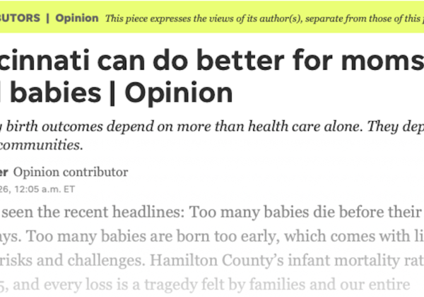 Cincinnati Enquirer and Cincinnati Business Courier publish op-ed from Jill Miller on infant mortality